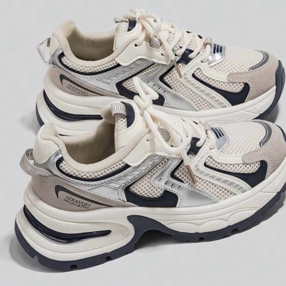 SHEIN White and Black Athletic Shoes